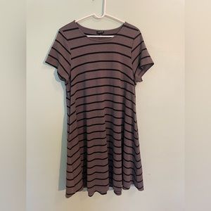 Torrid Grey and Black Striped Hacci Trapeze Dress, Size 1